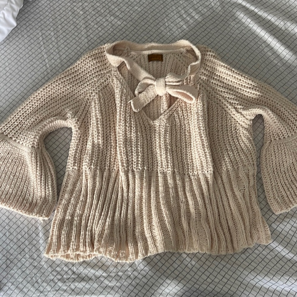 Beige bell Sleeve Winter Sweater